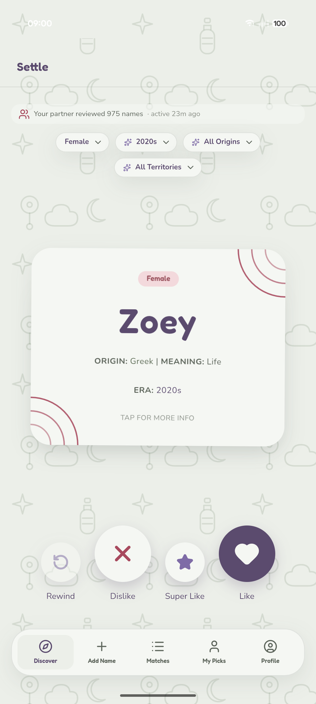 Swiping through the Settle name deck